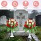 Artificial Cemetery Flowers – 2 Sets of Memorial Grave Bouquets with Vases for Grave & Tombstone Decorations
